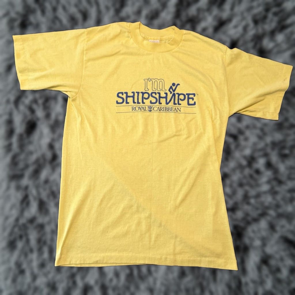Vintage VINTAGE Royal Caribbean Im Shipshape Single Stitch T Shirt Large USA Made Unisex Adults 80s 90s Cruise Logo Yellow Cotton Polyester Shirt Size US L / EU 52-54 / 3 - 1 Thumbnail
