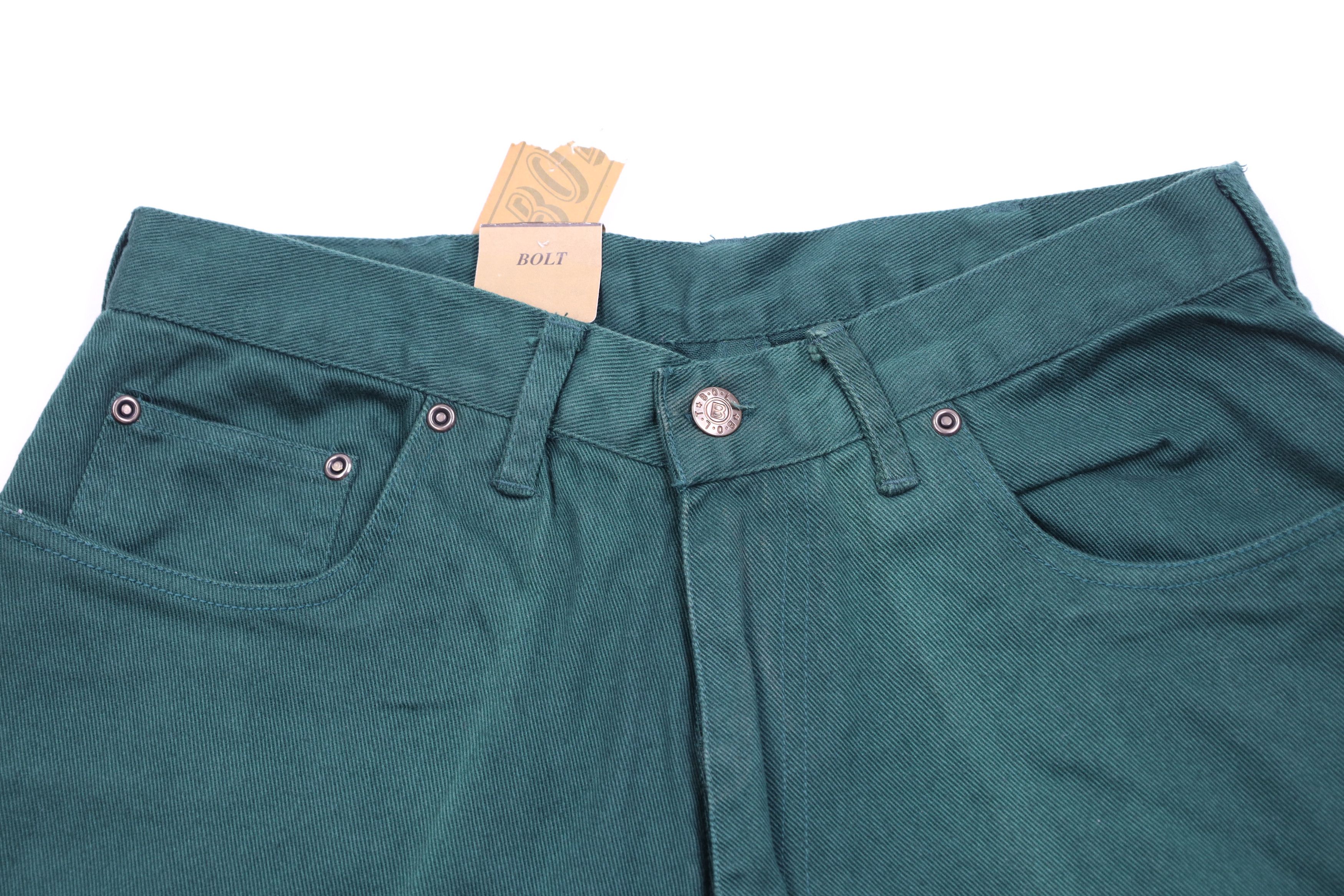 Vintage Deadstock Vintage 90s Streetwear Fit Denim Jean Shorts Green Size US 30 / EU 46 - 2 Thumbnail