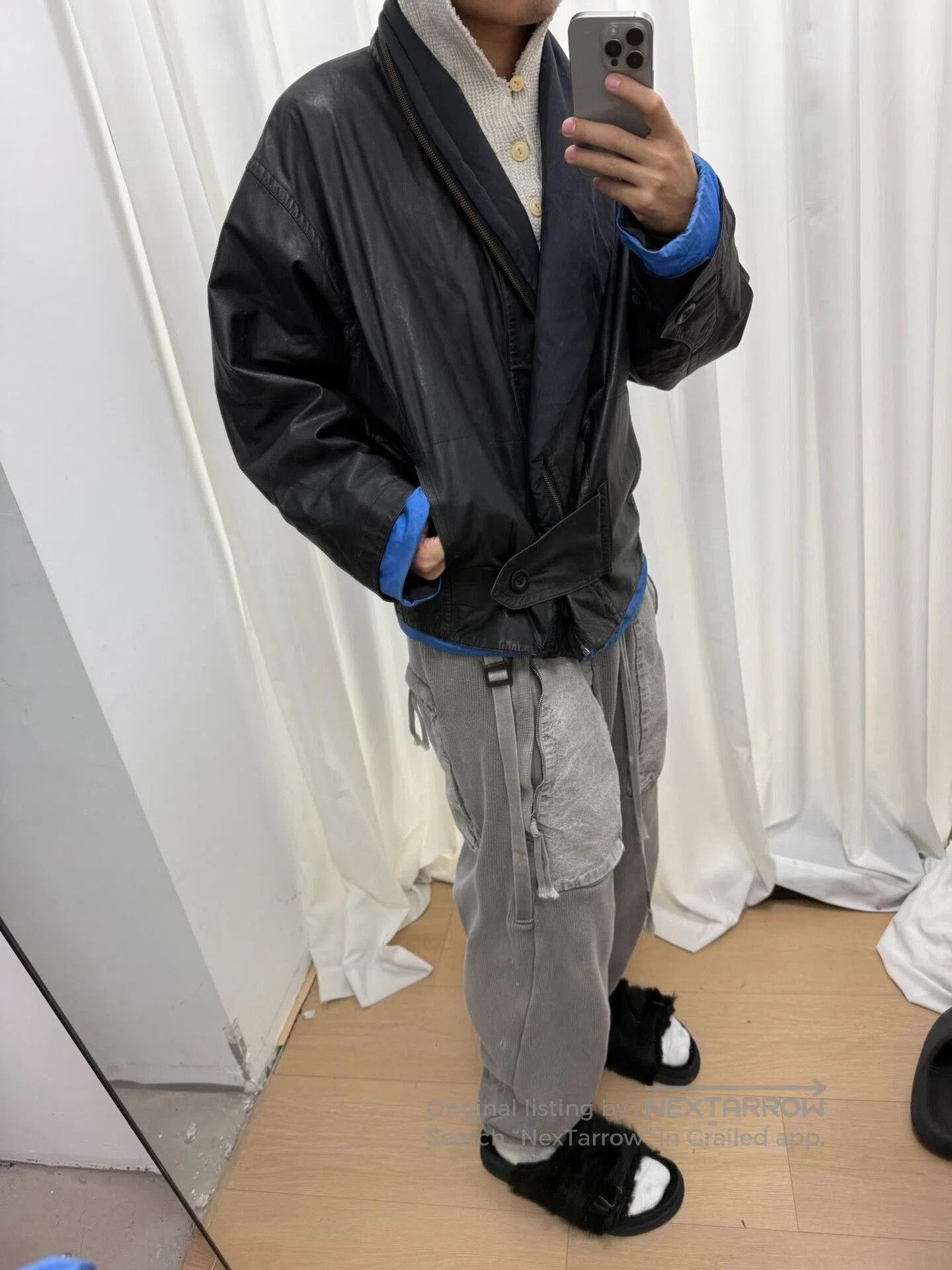 Issey Miyake issey miyake black leather zip jacket M size. Size US M / EU 48-50 / 2 - 8 Thumbnail