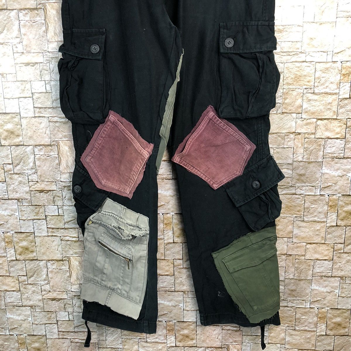 Japanese Brand Matchstick Black Cargo Multipocket Pants #A145 Size US 34 / EU 50 - 3 Thumbnail