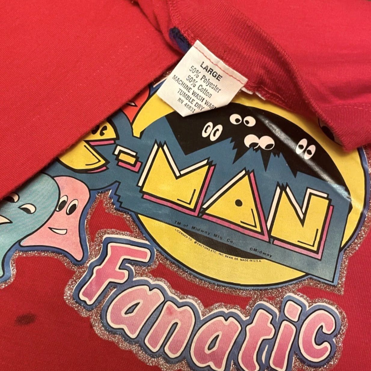 Vintage VINTAGE Pac Man Fanatic Midway Video Game Arcade VTG Shirt Mens Size L Red 80s 90s Cartoon Video Games Mens Shirt Size US L / EU 52-54 / 3 - 2 Thumbnail