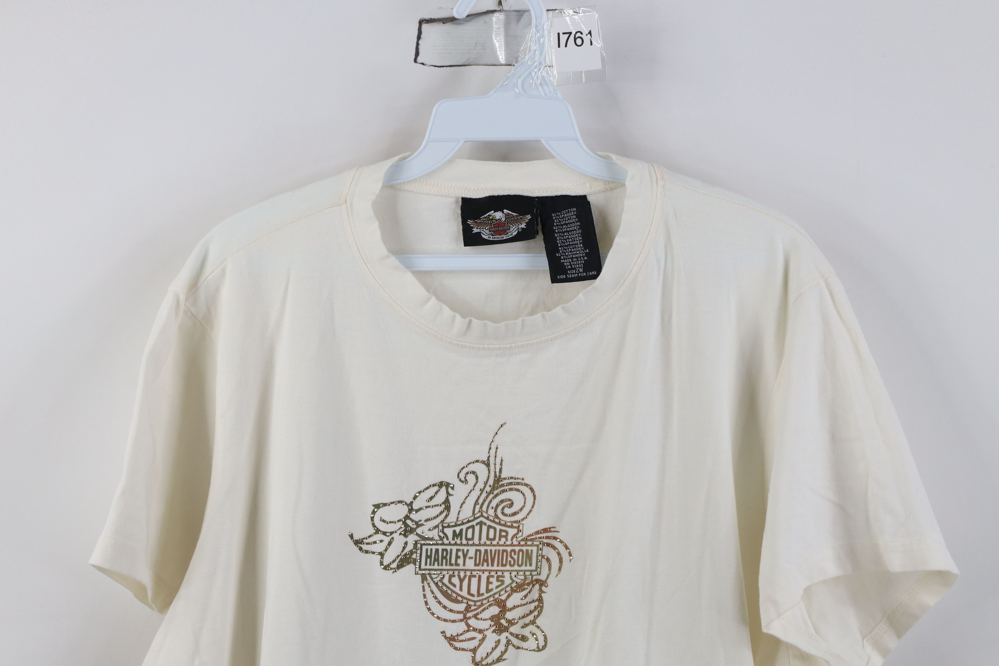 Harley Davidson Vintage Y2K Harley Davidson Rhinestone Flower Tribal T-Shirt Size XXL / US 16-18 / IT 52-54 - 2 Thumbnail