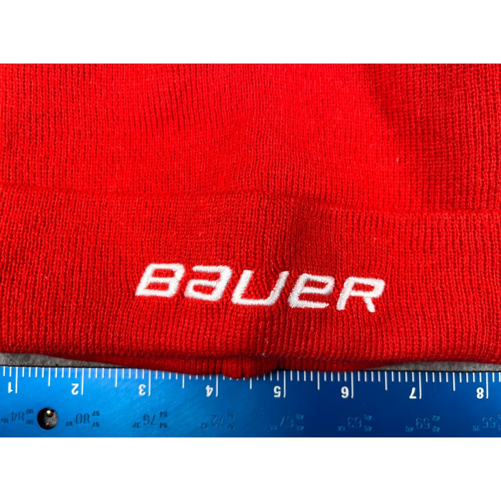 Vintage Bauer Beanie Hat Adult One Size Red Acrylic Knit Cuffed NEW Size ONE SIZE - 2 Thumbnail