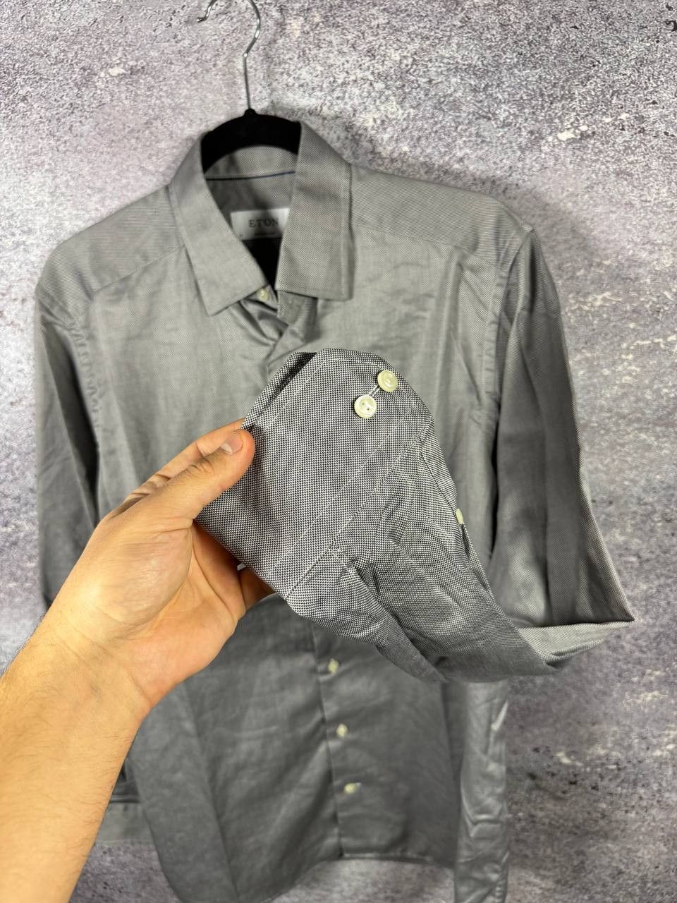 Eton EtON York Slim Formal Shirt Men's Large Bitton Up Cutaway Size US L / EU 52-54 / 3 - 4 Thumbnail