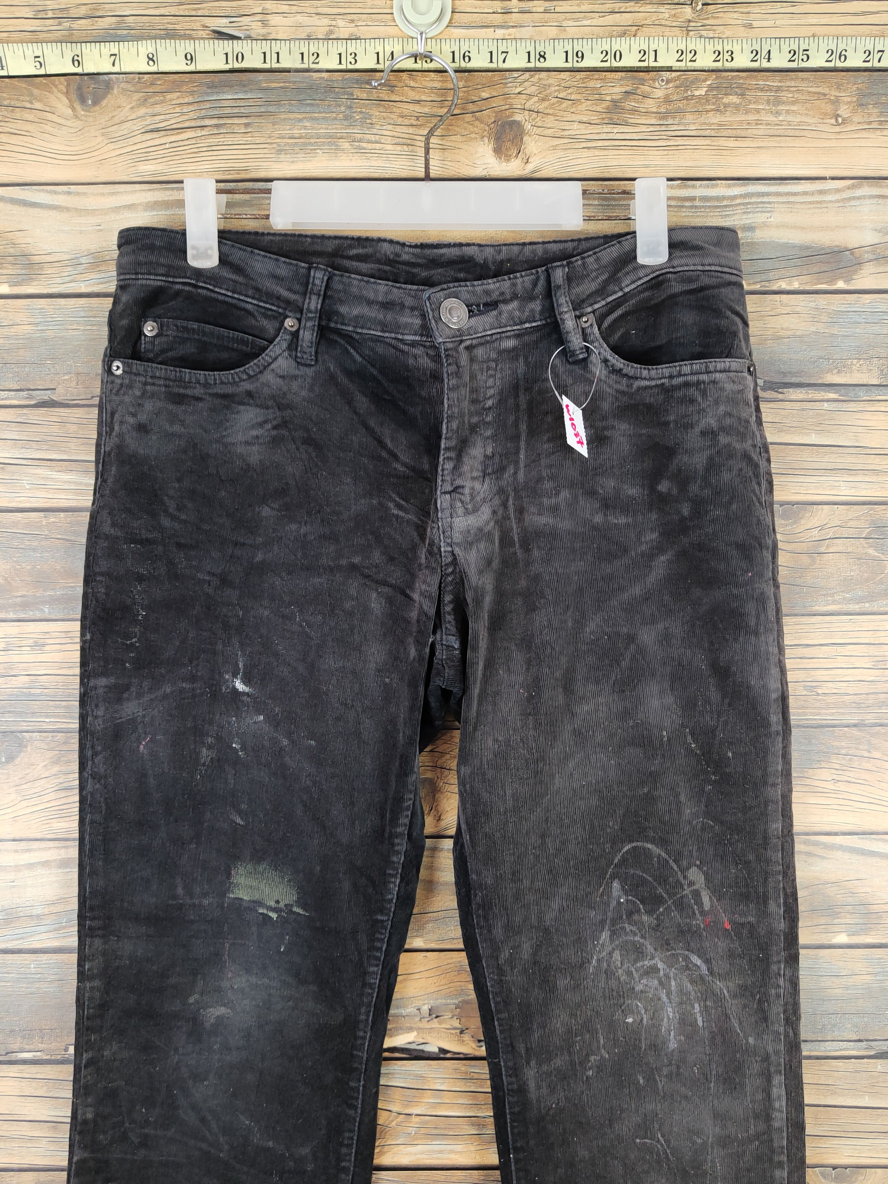 Japanese Brand Black Faded Multipocket Corduroy Pants #W1037