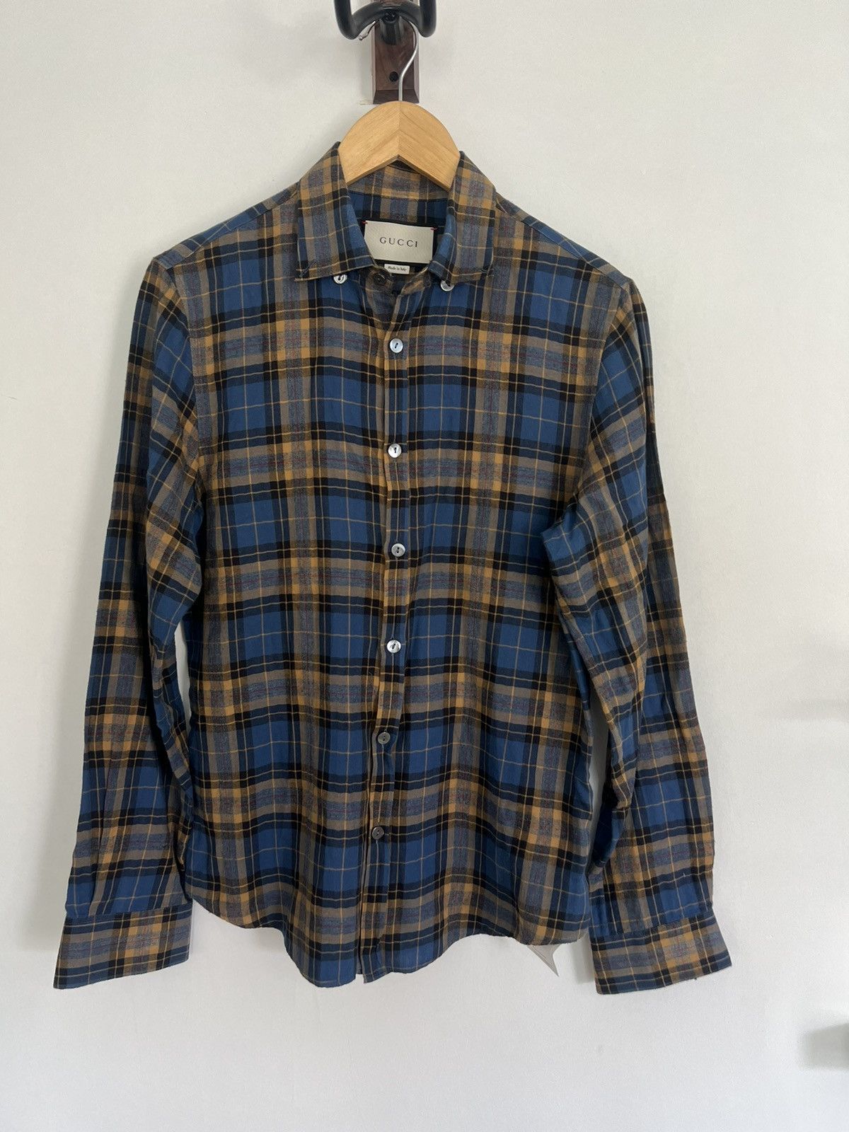 image of Gucci Blue & Gold Flannel, Men's (Size Small)