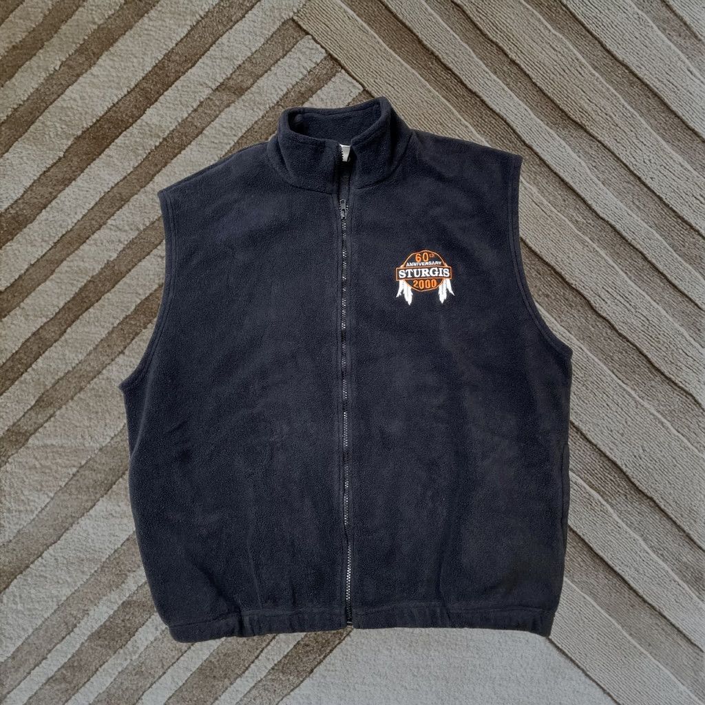 Vintage Sturgis Vest Mens 1XL Black Fleece Full Zip Made In Usa 60th Rally 2000 in Gray, Men's
