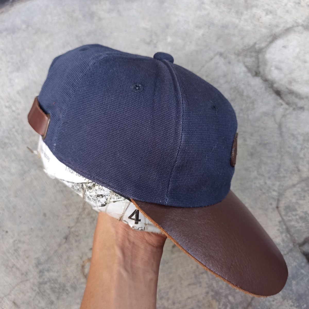Leather × Vintage Fox fire hat with bold leather visor Size ONE SIZE - 10 Thumbnail