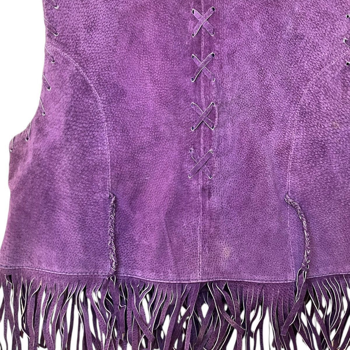 Vintage 90s/Y2K Don’t Stop Festival Purple Leather Fringe Vest Sz L Size L / US 10 / IT 46 - 5 Thumbnail
