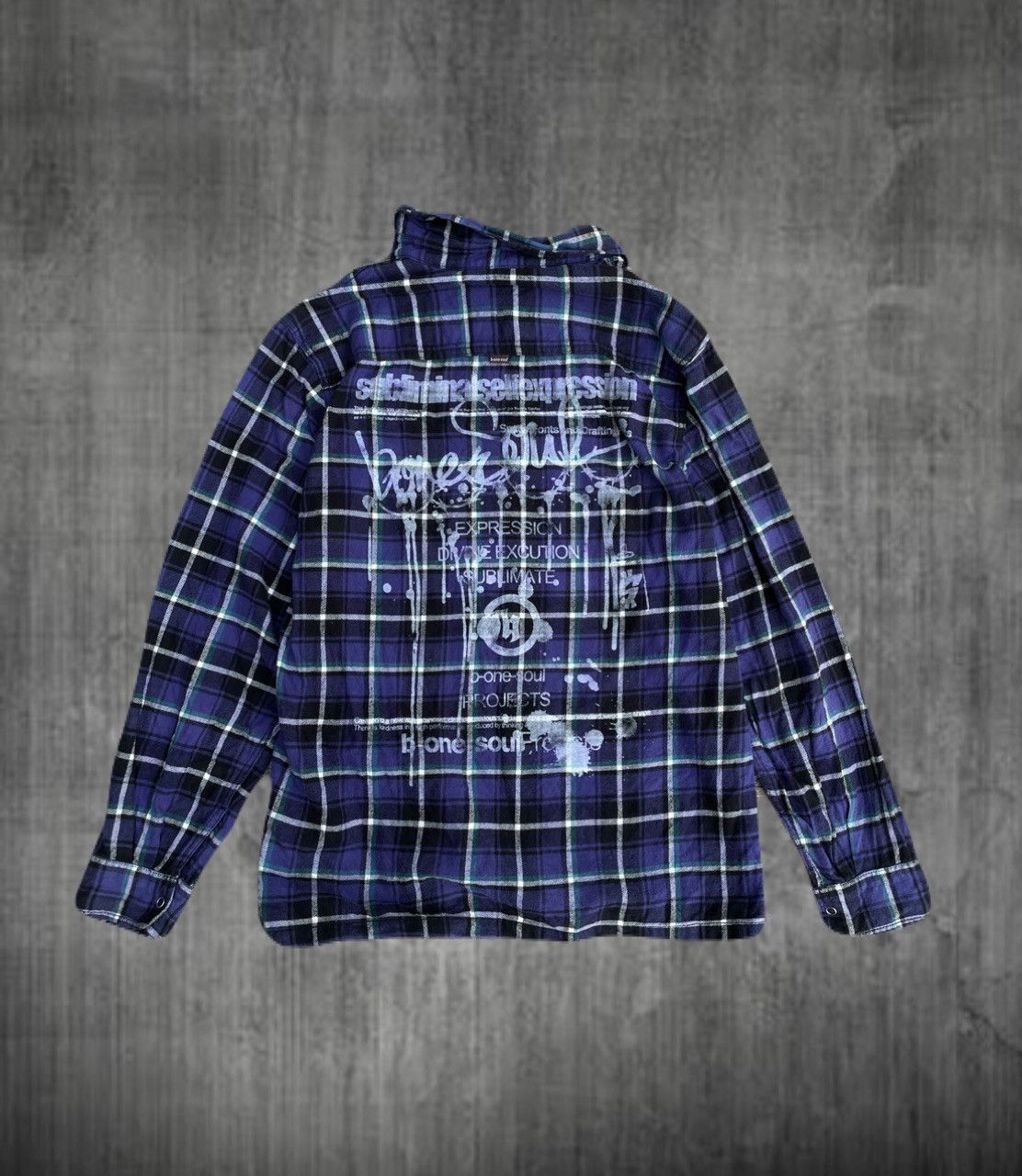 If Six Was Nine 2000s Japanese archive Poem Grafitti Plaid Shirts Vkei Y2K Size US M / EU 48-50 / 2 - 1 Thumbnail