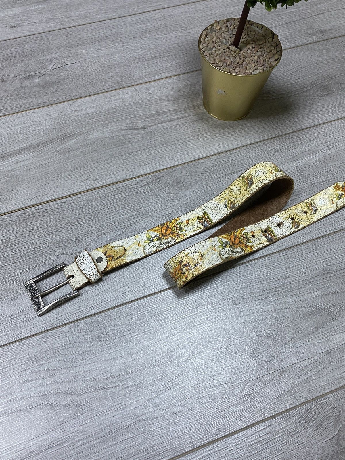 Ed Hardy Ed Hardy cross vintage leather belt over print Size ONE SIZE - 1 Thumbnail
