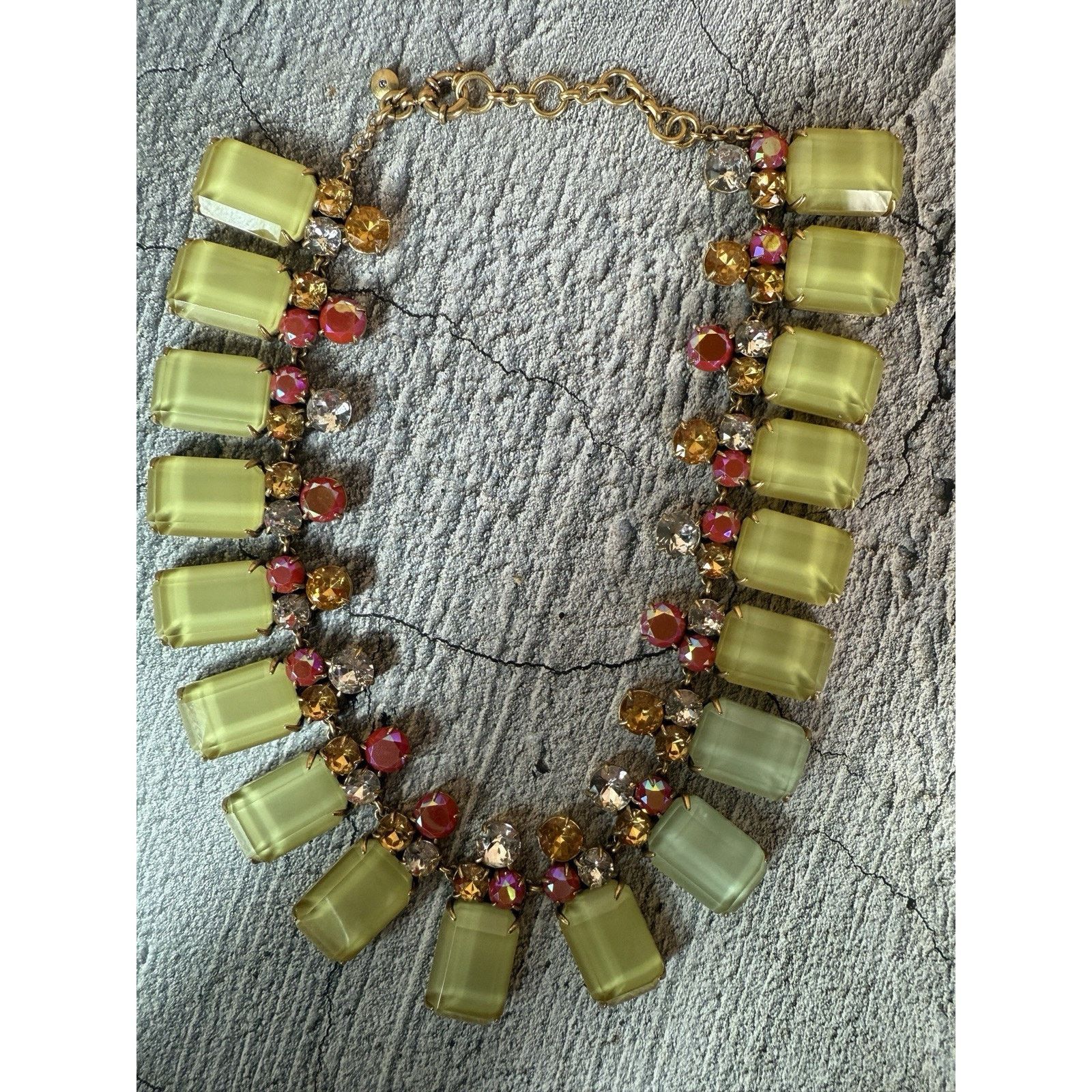 J.Crew J Crew Faceted Multicolor Rhinestones Statement Bib Necklace Size ONE SIZE - 2 Thumbnail