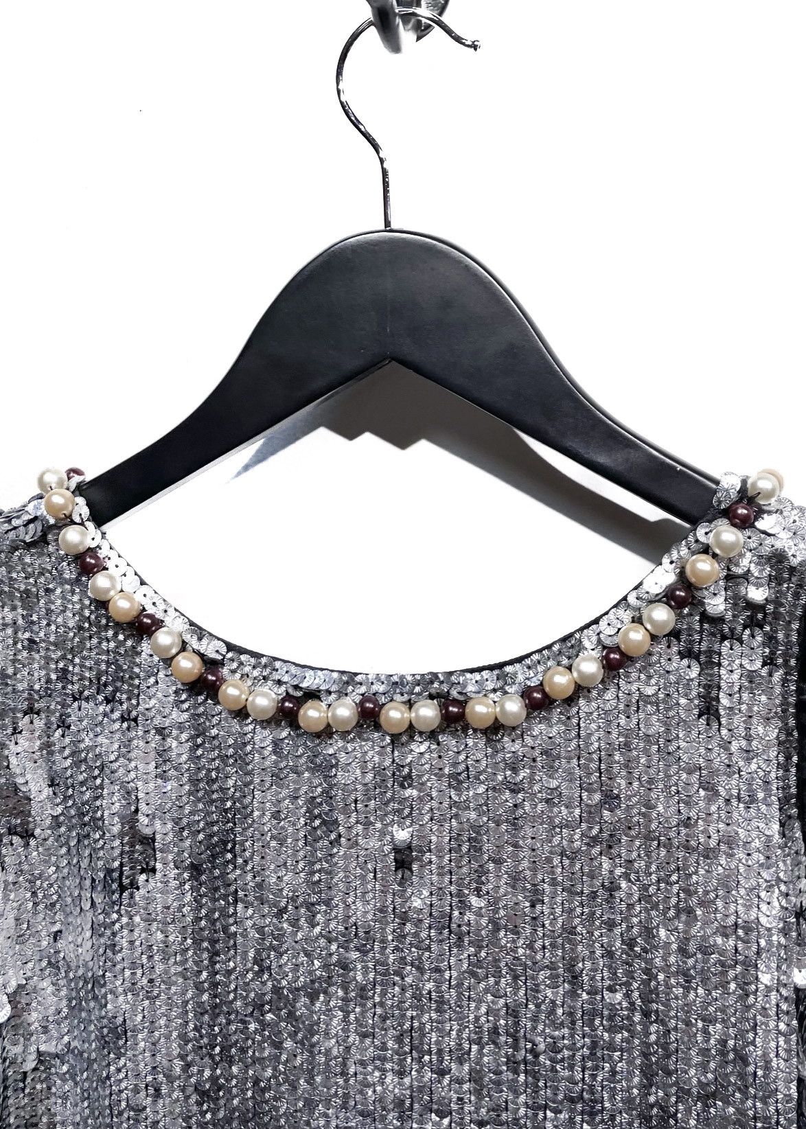 RED Valentino Red Valentino Silver Sequin Pearl Embellished Mini Dress Size S / US 4 / IT 40 - 6 Thumbnail