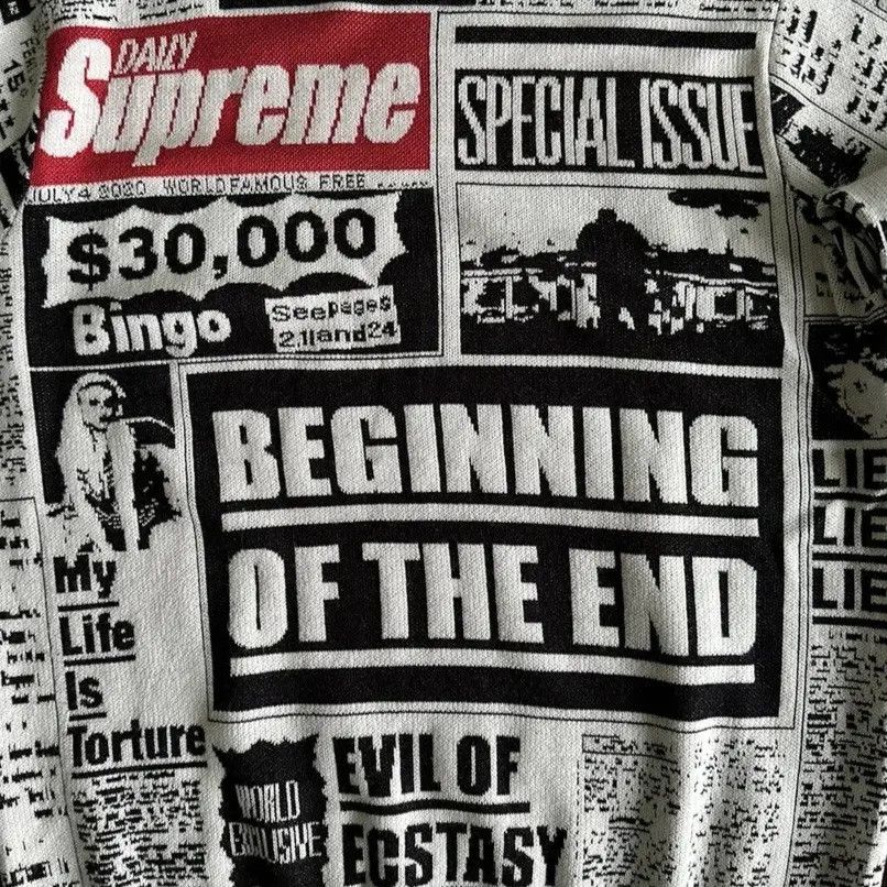 Supreme Supreme Newsprint Sweater FW18 Size US M / EU 48-50 / 2 - 3 Thumbnail