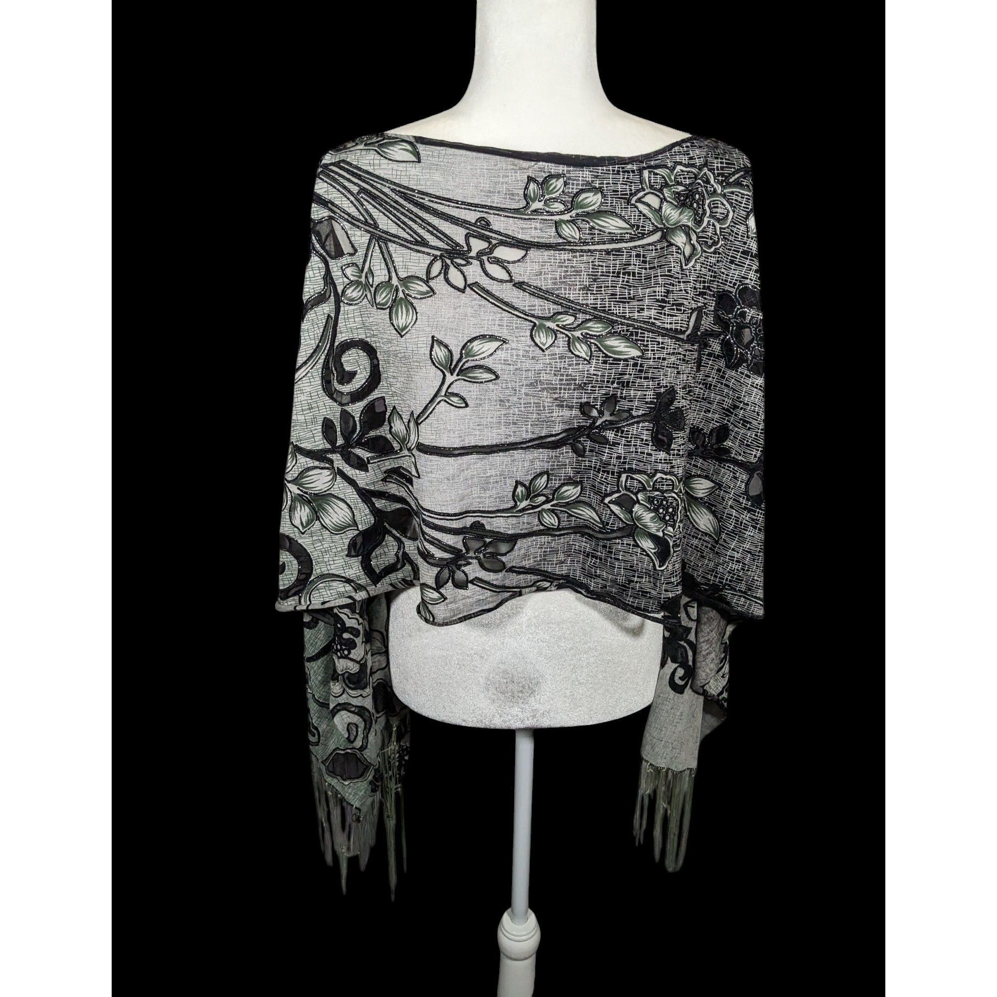 Other Whimsygoth Floral Scroll Burnout Multi-Way Scarf Size ONE SIZE - 1 Thumbnail