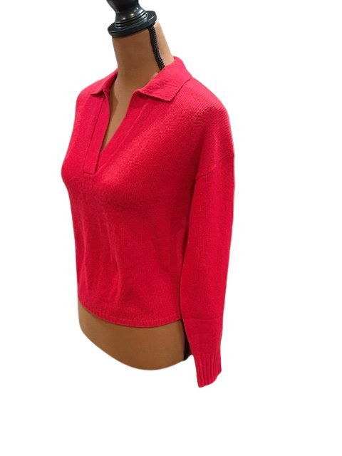AQUA AQUA Cashmere Long Sleeve Collared Polo Sweater in Red Size S / US 4 / IT 40 - 4 Thumbnail