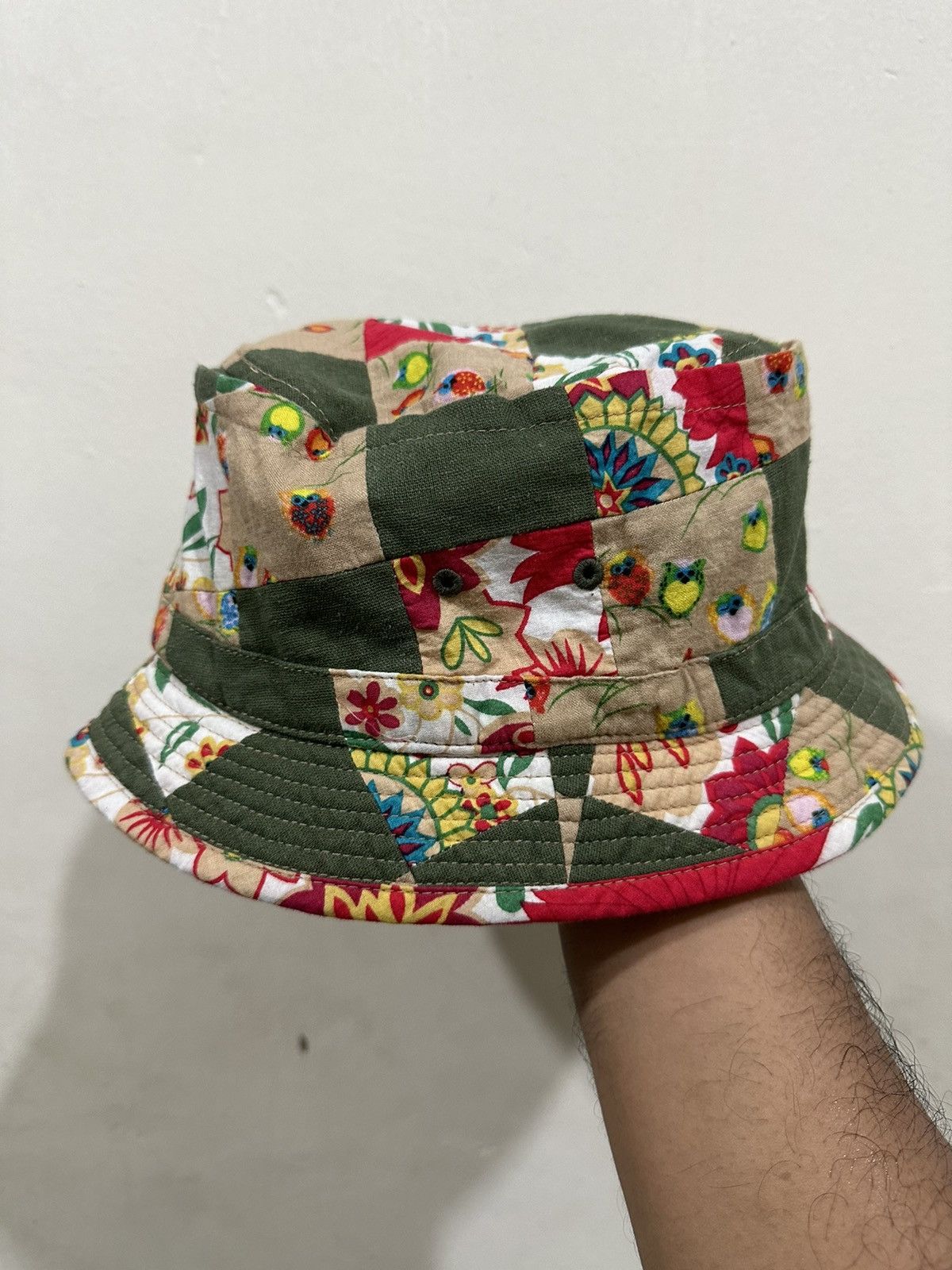 Vintage Rare Patchwork Inspired by Kapital Bucket Hat Size ONE SIZE - 1 Thumbnail