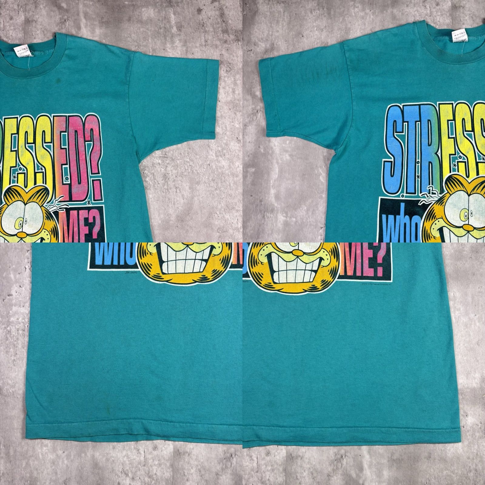 Fruit Of The Loom VINTAGE Garfield Stressed Me? T Shirt XL Adult Blue Cotton Graphic Print 1990s Mens Fruit of the Loom Size US XL / EU 56 / 4 - 8 Thumbnail