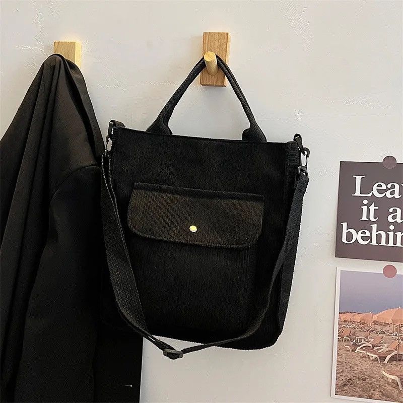 Japanese Brand Streetwear Corduroy Shopper Canvas Tote Military Bag Size ONE SIZE - 2 Thumbnail