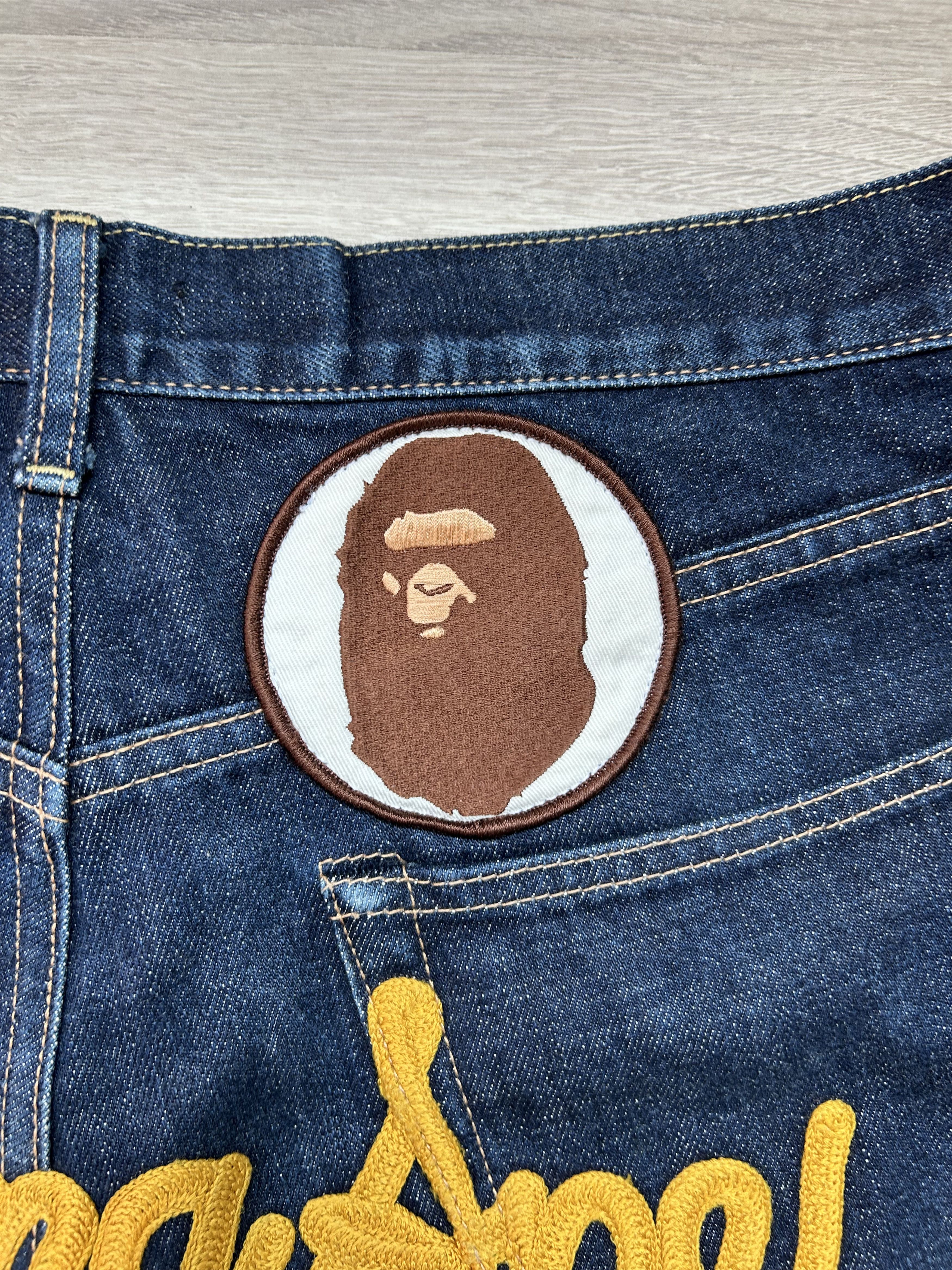 Bape Bathing Ape “BAPE” Embroidered Logo Denim [Size L] Size US 34 / EU 50 - 3 Thumbnail