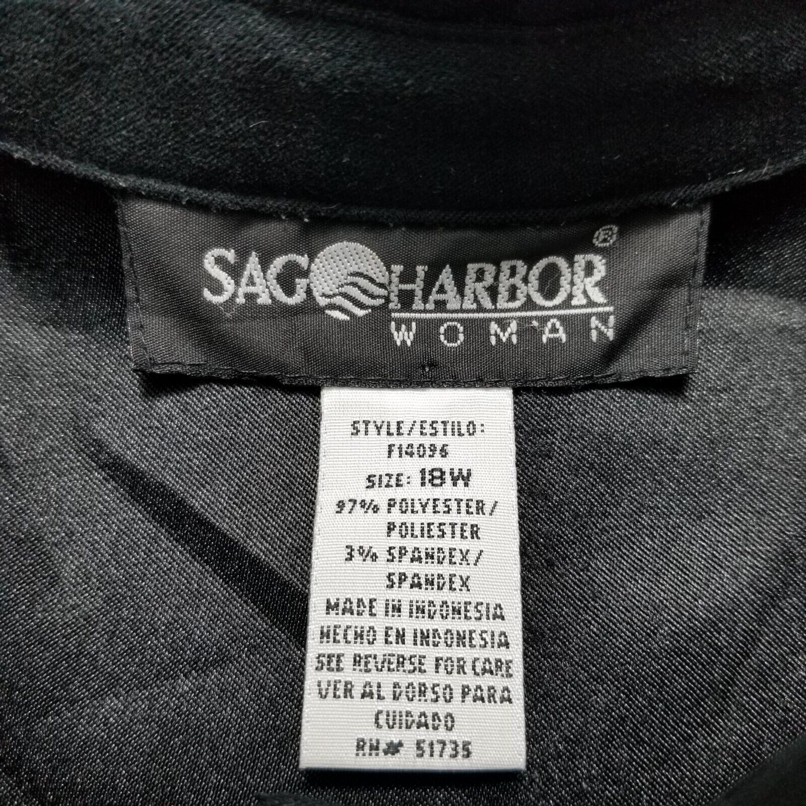 Other Sag Harbor Shirt 18W Black Button Up Pocket Long Sleeve Size XXL / US 16-18 / IT 52-54 - 5 Thumbnail