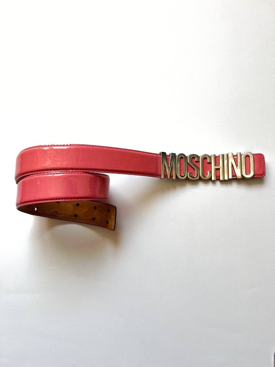 Japanese Brand × Moschino × Vintage Vintage Moschino pink leather metal logo belt y2k Japanese Size ONE SIZE - 4 Thumbnail