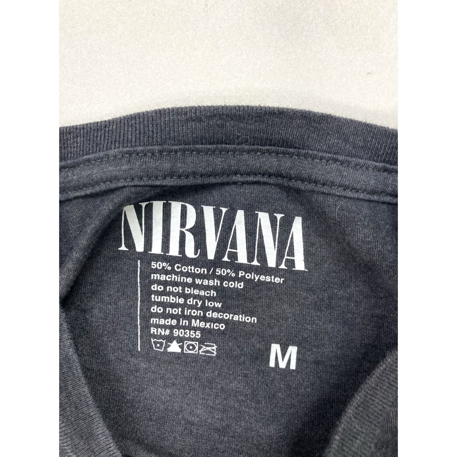 Vintage Nirvana T-Shirt Women's Medium Black Heather Graphic Iconic Smiley Music Retro Crew Neck Short Sleeve Cotton Size M / US 6-8 / IT 42-44 - 4 Thumbnail