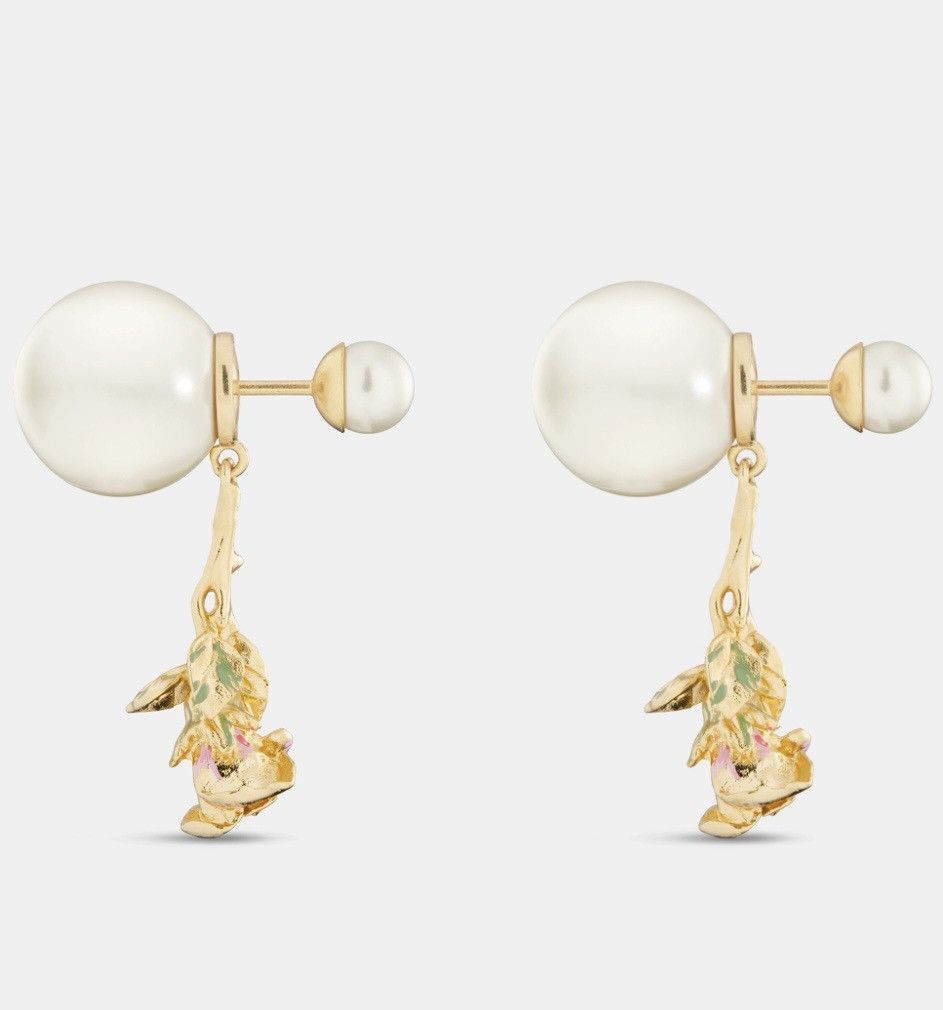 Dior DIOR TRIBALES EARRINGS Gold-Finish Metal White Resin Pearl Size ONE SIZE - 2 Thumbnail