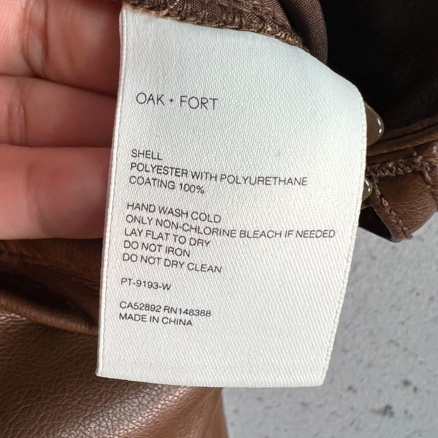 Oak + Fort Oak + Fort Brown Faux Leather High-Waisted Straight Leg Pants Womens Size 4 Size 27" / US 4 / IT 40 - 4 Thumbnail