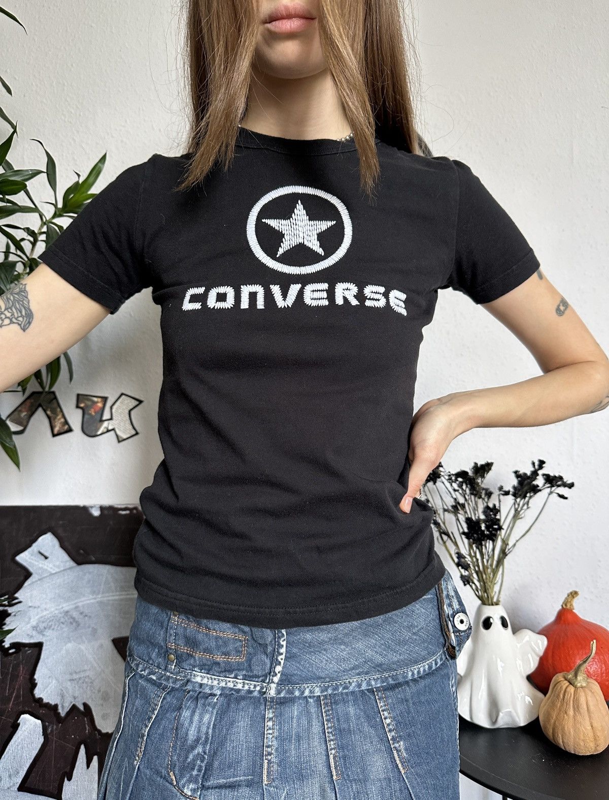 Converse × Vintage Converse 90’s Baby Tee Embroided T-Shirt y2k Size XS / US 0-2 / IT 36-38 - 3 Thumbnail