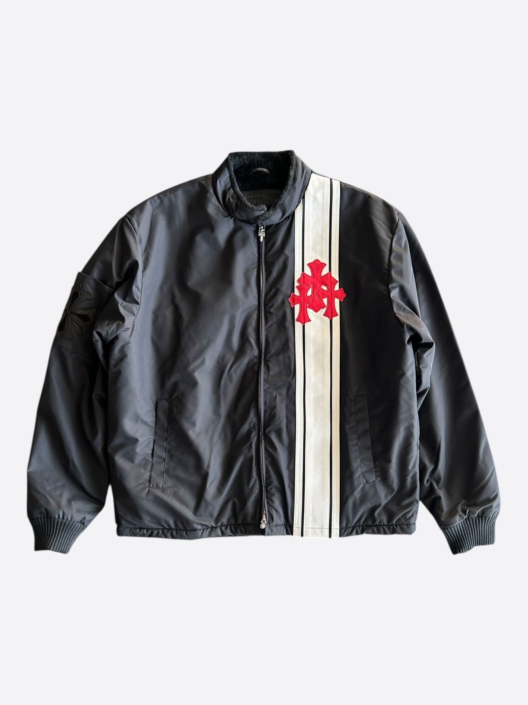 Chrome Hearts Black & White Striped Triple Cross Racing Jacket Size US S / EU 44-46 / 1 - 1 Thumbnail