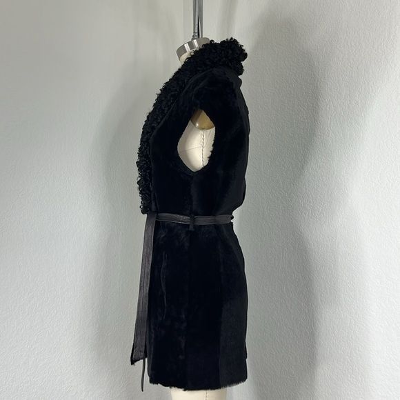 Drome DROMe Reversible Tie Gillet Belted Fur Leather Vest Black Size S / US 4 / IT 40 - 4 Thumbnail