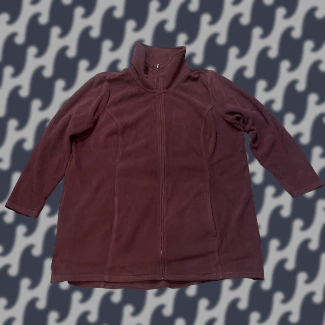 Denim & Co. Denim & Co Women's 2X Maroon Fleece Full Zip Coat Jacket Fall Spring Winter Modern Casual Pockets Collared Size XXL / US 16-18 / IT 52-54 - 1 Thumbnail