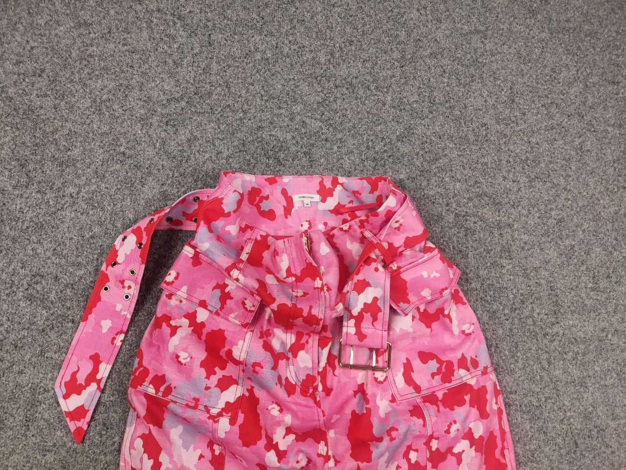 Vintage Manoush Design Bright pink camo belt mid-length Pocket skirt Size 28" / US 6 / IT 42 - 4 Thumbnail