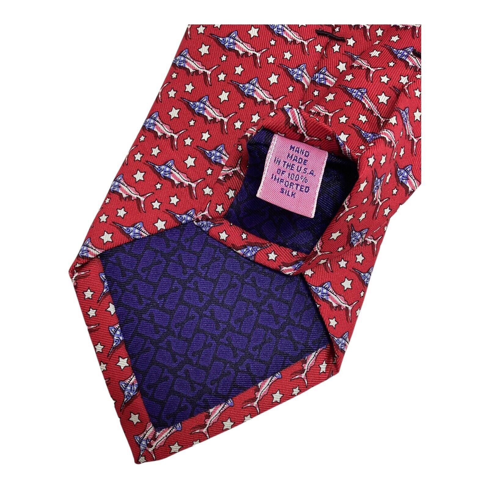 Vineyard Vines VINEYARD VINES Red Marlin With American Flags Silk Tie H.MIn Size ONE SIZE - 4 Thumbnail