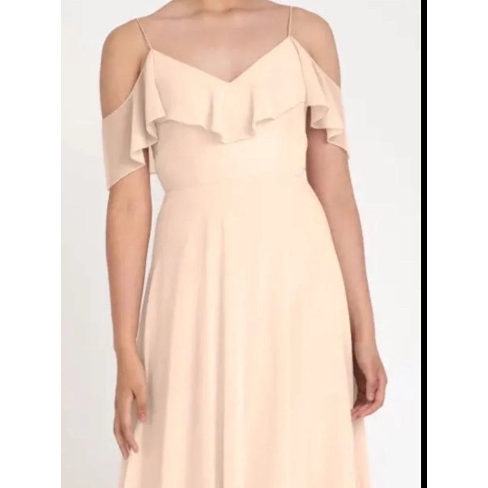 Jenny Packham Jenny Yoo NEW $285 Mila Blush Cold Shoulder Gown, 0 NWT Size XS / US 0-2 / IT 36-38 - 3 Thumbnail