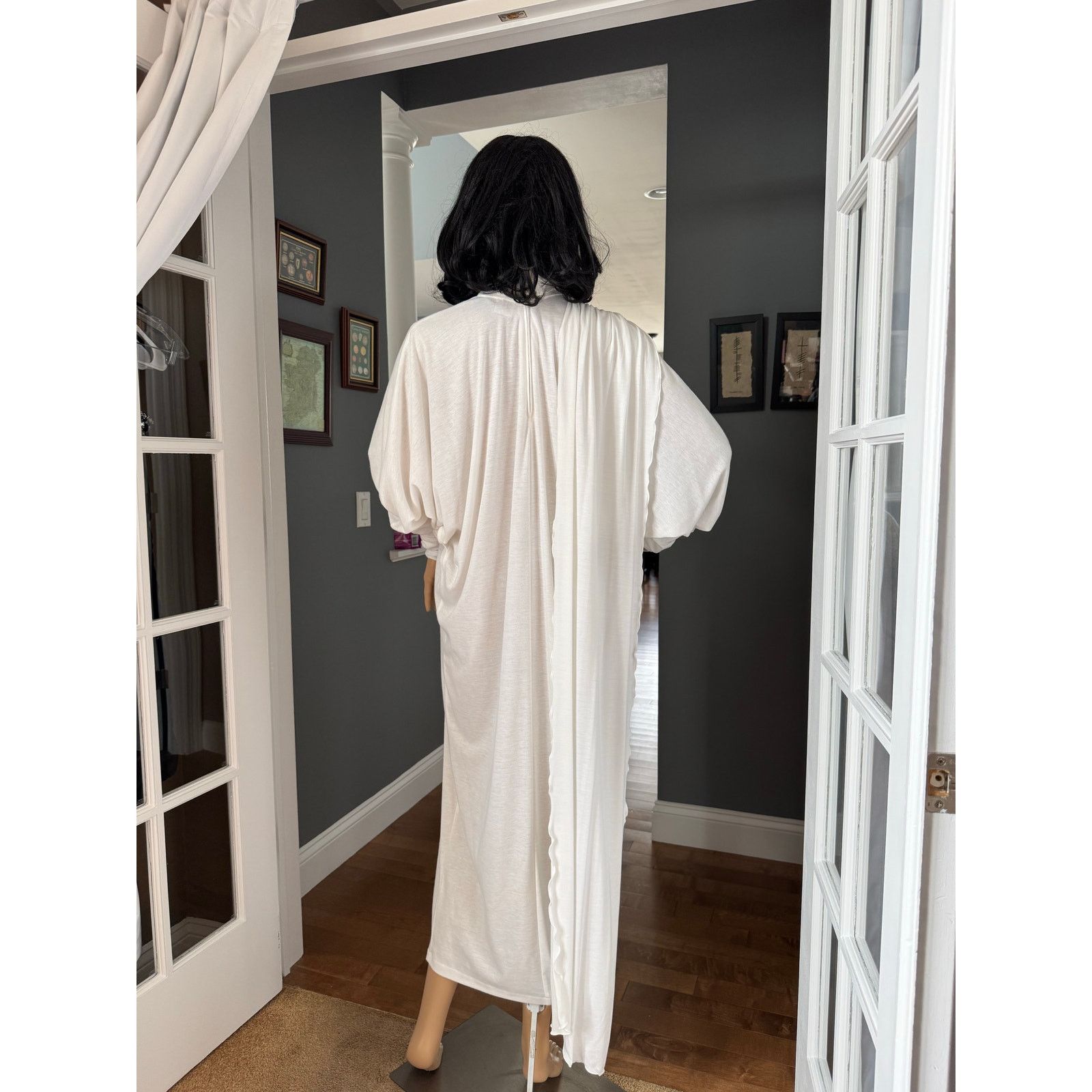 Vintage NWT Marcy & Co 1970s–80s White Rhinestone Caftan Gown sash M Size M / US 6-8 / IT 42-44 - 16 Thumbnail