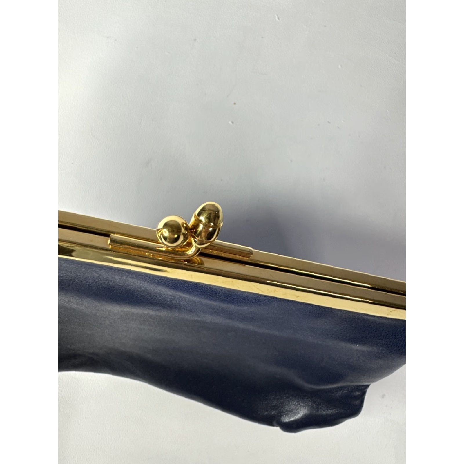 Vintage Peggy Daven Palm Beach Florida Navy Blue Leather Gold Accent Coin Purse Clutch Women Beach Coin Purse Palm Gold Accessories Navy Blue Size ONE SIZE - 4 Thumbnail