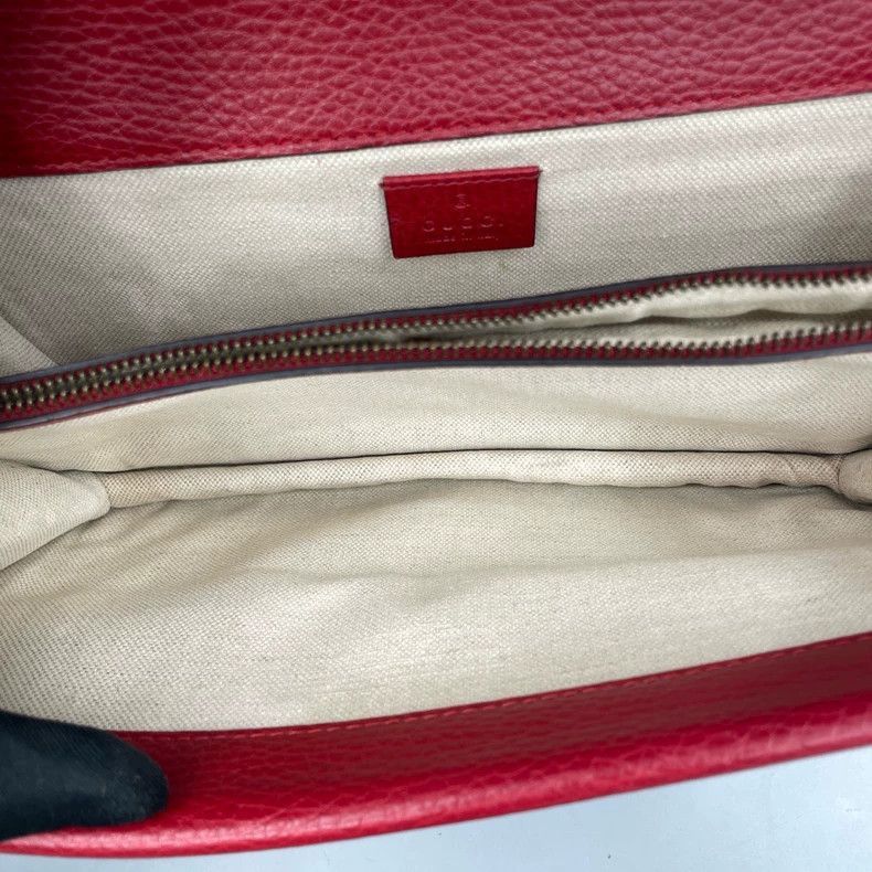 Gucci Gucci Red Leather Shoulder Bag with Buckle-2506 Size ONE SIZE - 9 Thumbnail