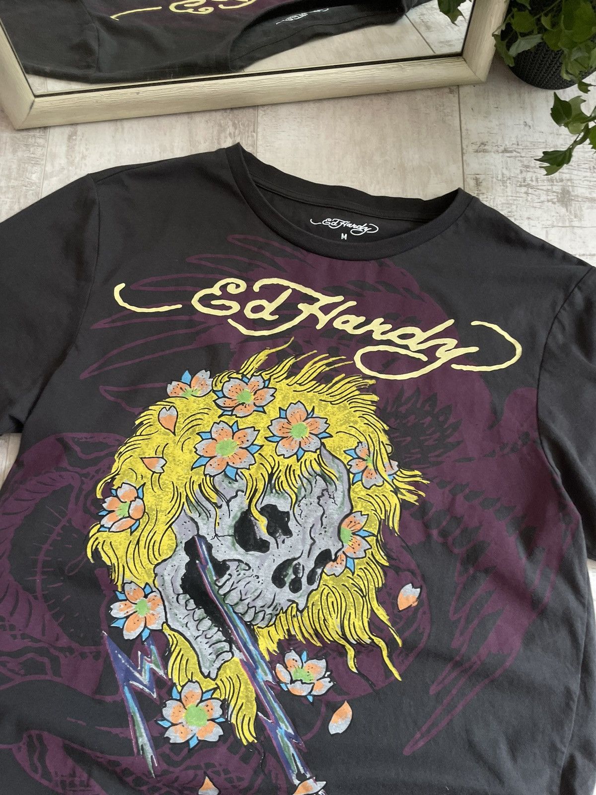 Ed Hardy Vintage Ed Hardy Skull Flowers T-Shirt Y2K Dark Grey Size US M / EU 48-50 / 2 - 3 Thumbnail