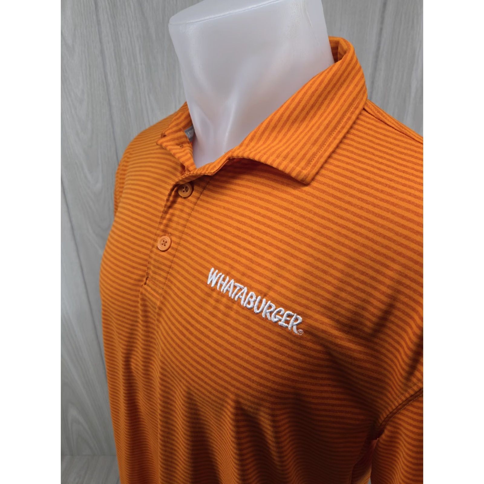 Vintage Whataburger Polo Shirt Mens Large Orange Striped Short Sleeve Logo Uniform Shirt Size US L / EU 52-54 / 3 - 5 Thumbnail