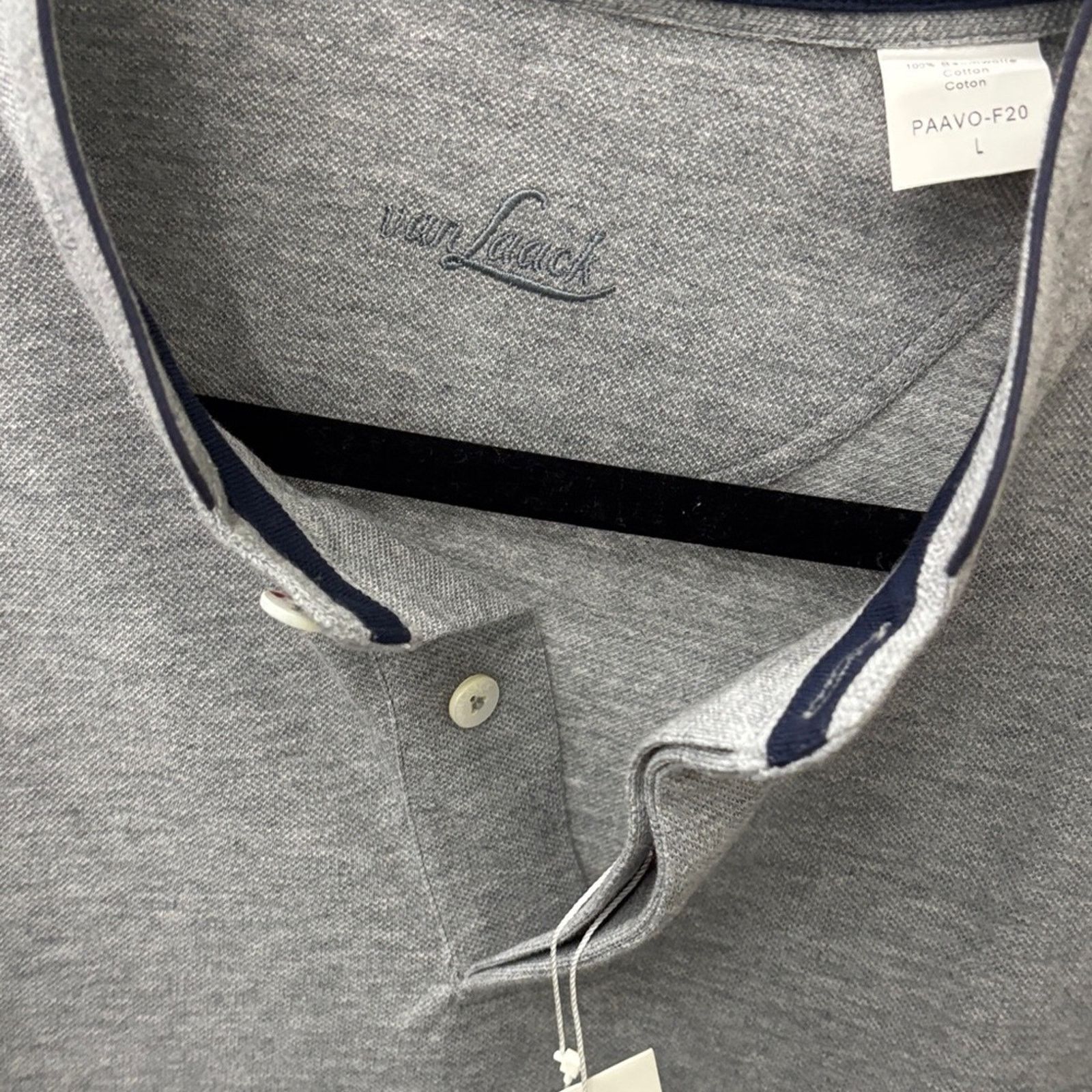 Other NWT Van Laack Classic Gray Polo Shirt Navy Accents Size L Size US L / EU 52-54 / 3 - 4 Thumbnail