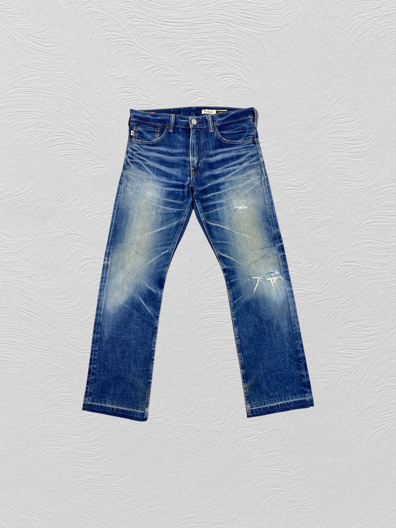 Distressed Blue Back Number Jeans 33x29 Denim- JN3621