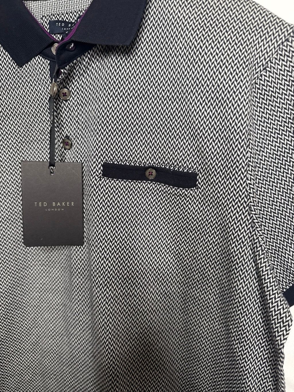Ted Baker NWT Ted Baker collared contrast jacquard blue polo shirt Lg Size US L / EU 52-54 / 3 - 5 Thumbnail