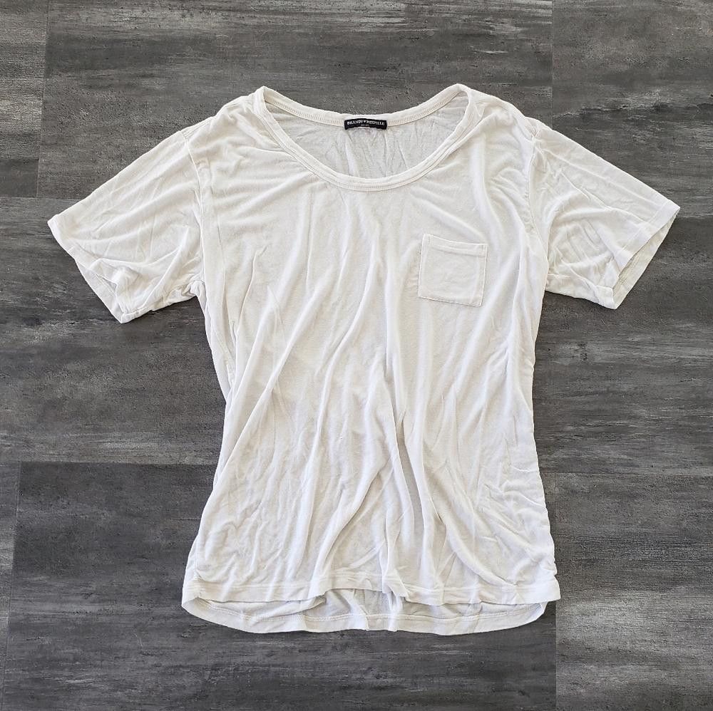 Designer White Solid Pocket Detailed Melville Short Sleeve Size ONE SIZE - 1 Thumbnail