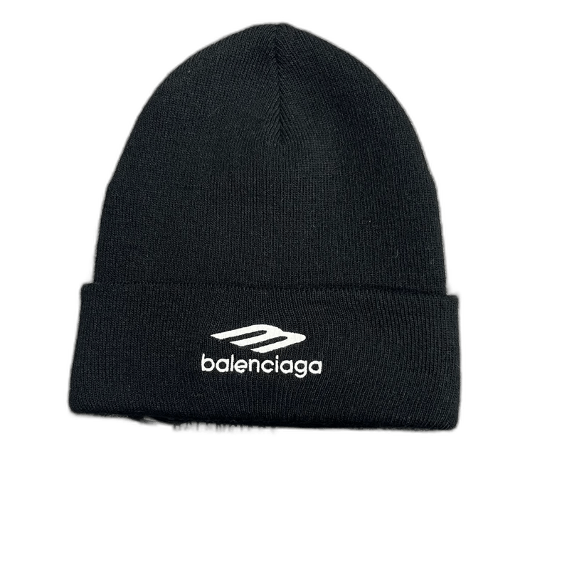 Balenciaga Balenciaga Black Logo Beanie Hat Size ONE SIZE - 1 Thumbnail