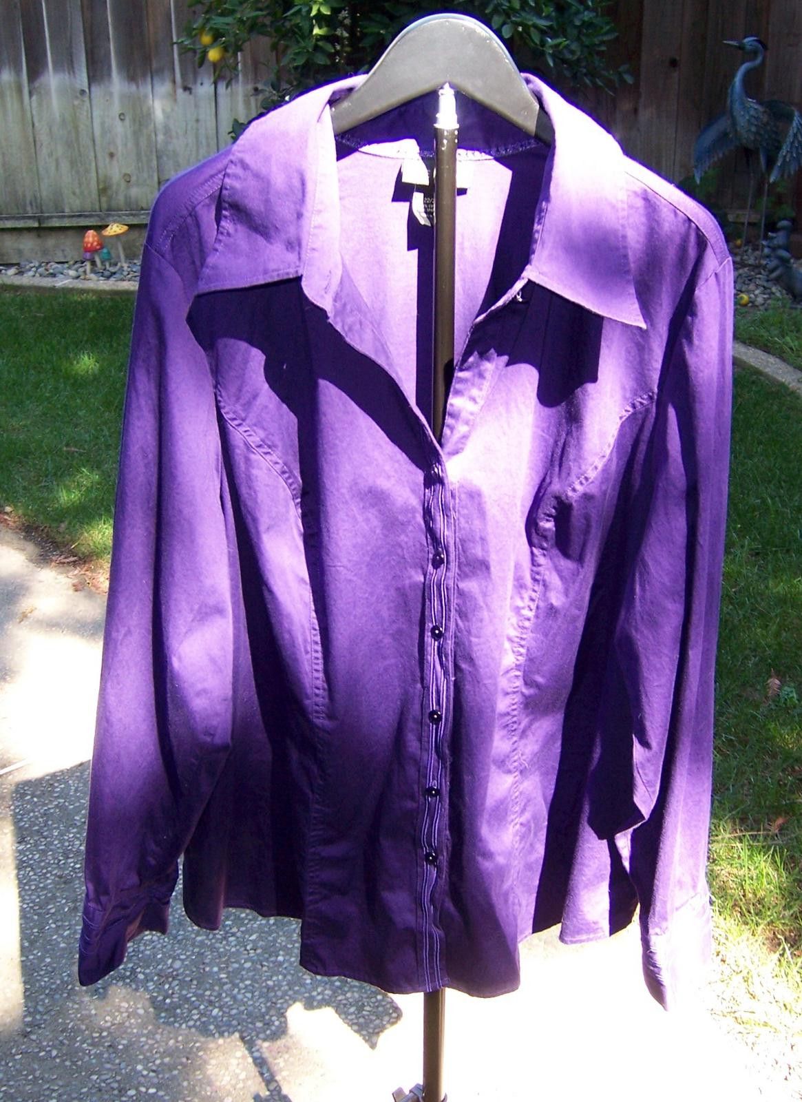 Other Lane Bryant Jewel Tone Purple Button Up Blouse 2X (22/24) Size XXL / US 16-18 / IT 52-54 - 5 Thumbnail