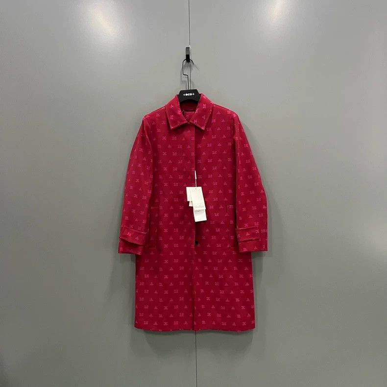 MaxMara Unno Red Logo Trench Coat -dmc