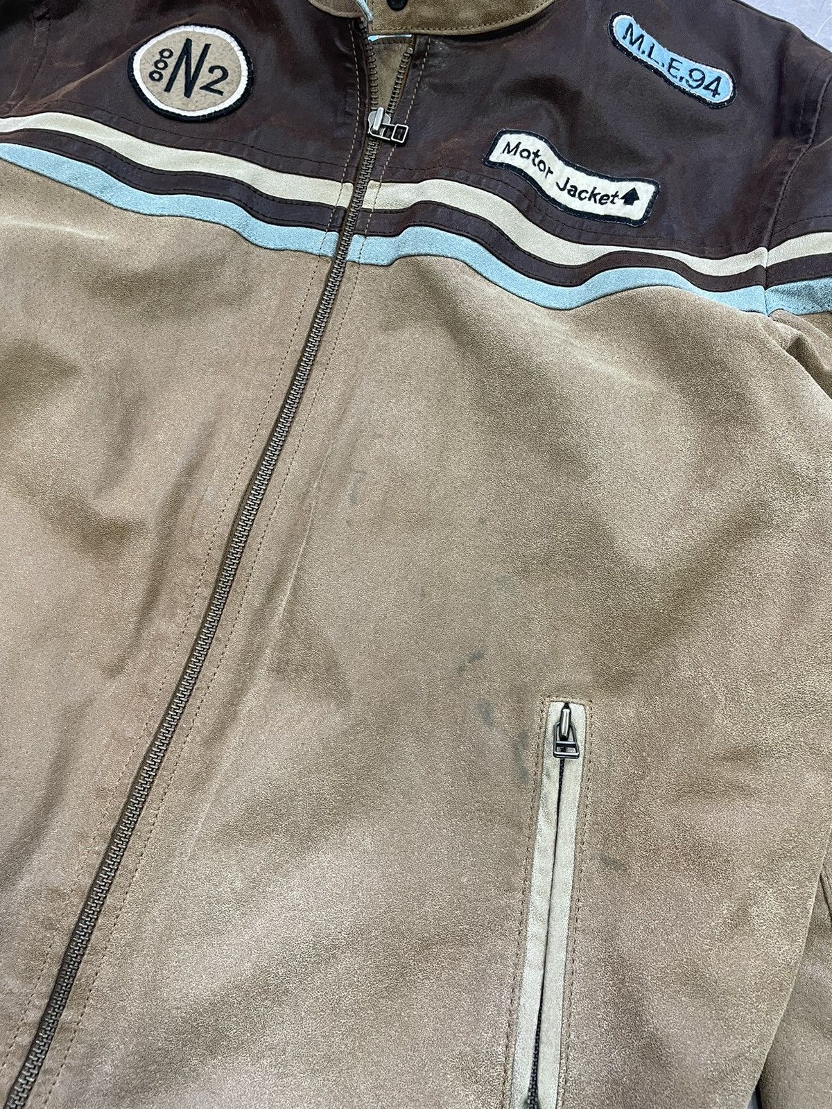Other Rare Vintage 90s leather jacket Brown faded racing Japanese Size US XL / EU 56 / 4 - 5 Thumbnail