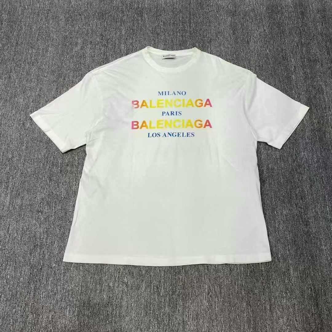 Balenciaga balenciaga white rainbow letter short sleeve shirt Size US M / EU 48-50 / 2 - 1 Thumbnail